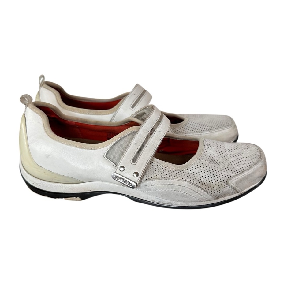 Aetrex Leather Mary Jane Walking Shoes Size 7 White Slip On Comfortcore Casual
